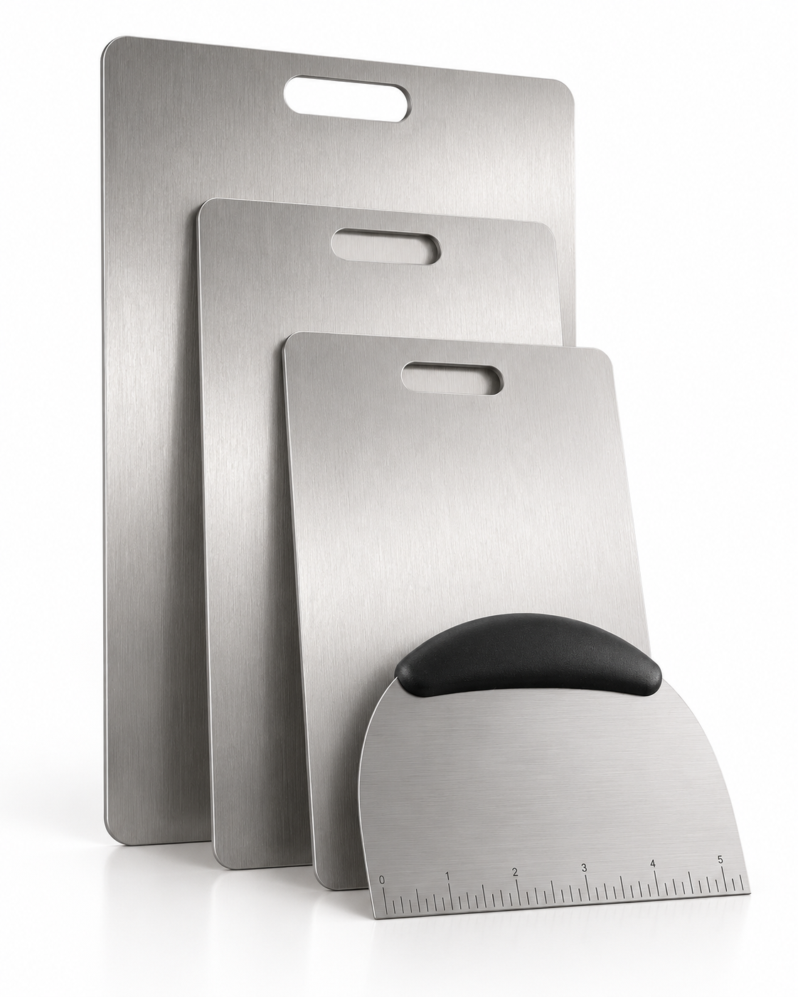 3-Piece Titanium Stainless Steel Chopping Board Set + FREE Pastry Slicer | Food-Grade Kitchen Cutting Boards